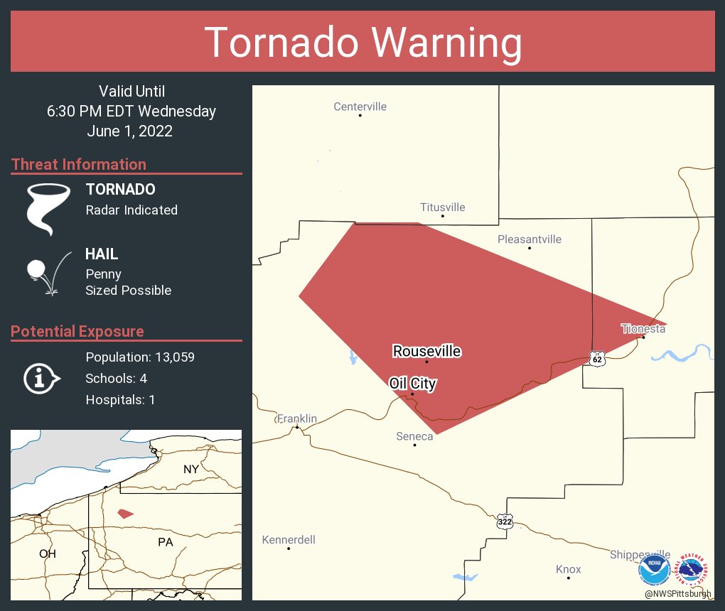 NWS Pittsburgh on Twitter "Tornado Warning including Oil City PA and