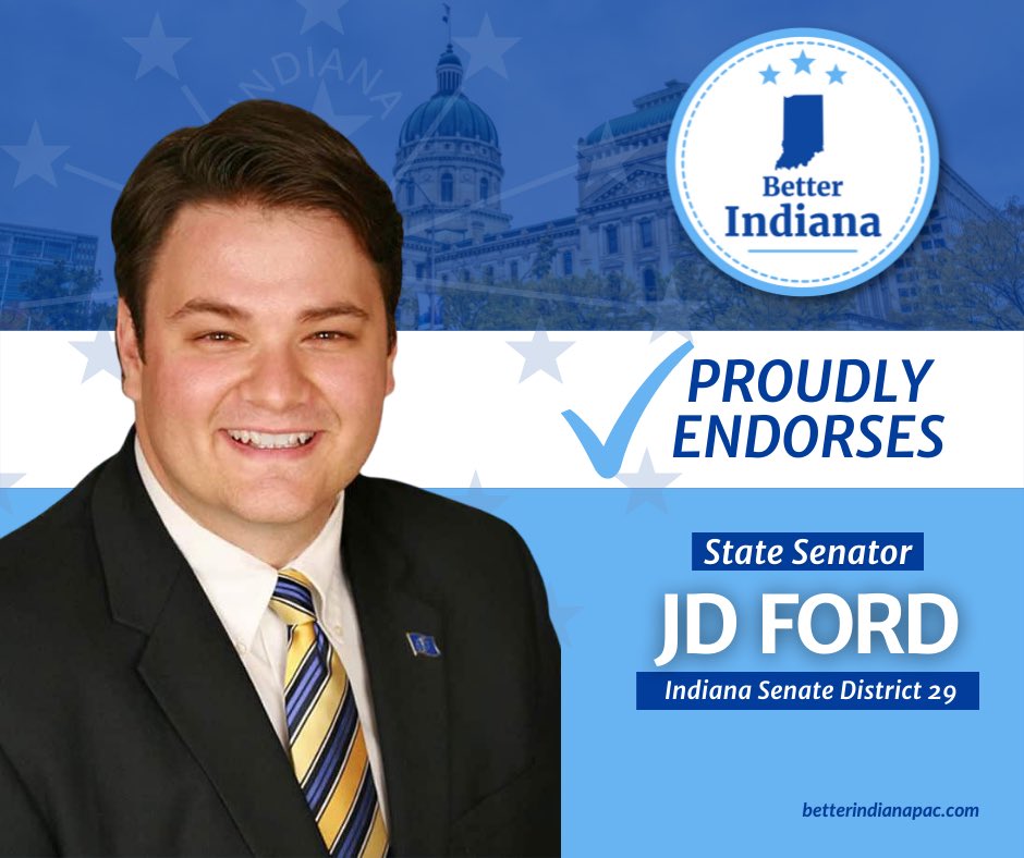 BetterIndiana's tweet photo. Senator JD Ford has been a fierce advocate for all Indiana residents since 2018 and we look forward to continuing to have him representing a Better Indiana. Help us support Senator Ford by making a donation at https://t.co/Sn1pph3dnN. https://t.co/48PdQHOmIz