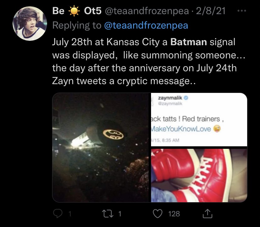 When L0gan mentions fight w one if ur band members - Liam says - i think i know but can u clarify. L0gan says Zayn. Liam says -WAYNE MALK, WAYNE.first if all - WAYNE?? BRUCE WAYNE. BATMAN. if you have paid even 0.01% of attention - you would know Batman is important to Ziam.  https://twitter.com/teaandfrozenpea/status/1358662246168207362
