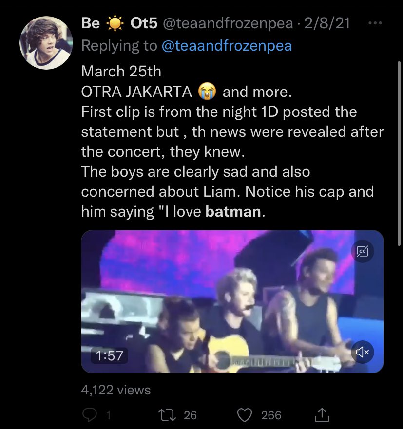 When L0gan mentions fight w one if ur band members - Liam says - i think i know but can u clarify. L0gan says Zayn. Liam says -WAYNE MALK, WAYNE.first if all - WAYNE?? BRUCE WAYNE. BATMAN. if you have paid even 0.01% of attention - you would know Batman is important to Ziam.  https://twitter.com/teaandfrozenpea/status/1358662246168207362