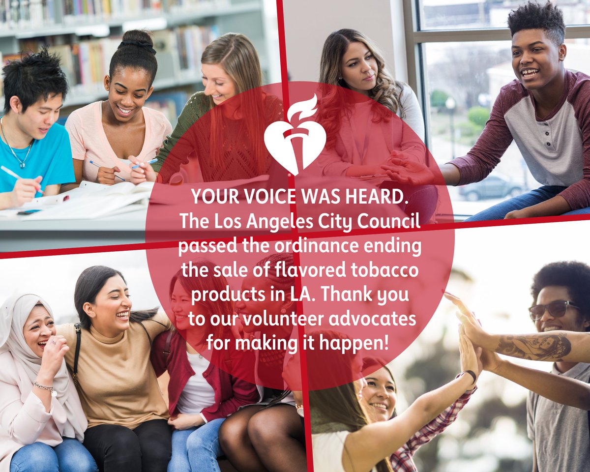 AHACalifornia's tweet image. Today, Los Angeles made history as the largest city in the nation to end the sale of candy-flavored tobacco products, including minty menthol cigarettes. A big thank you to our amazing advocates! Your tireless work over nearly three years made this win possible!