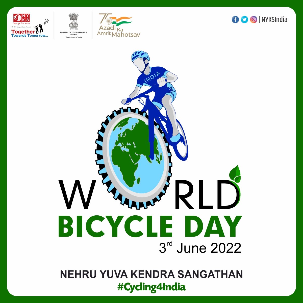 MYBharat_Angul's tweet photo. Let's Join on 3rd June 2022 #WorldBicycleDay and start spreading the message with #Cycling4India Hashtag for all our friends and family.
Venue - #Ghantapada #Talcher #Tabada #Angul #Chhendipada #Banarpal #Nakchi #kishorenagar
#kaniha #pallahara #bicycleday2022 #CyclingwithNYKS https://t.co/0Hp527z8Aa