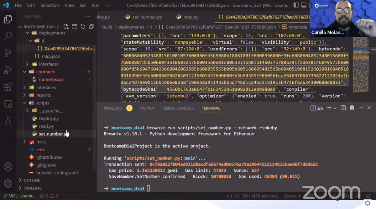 0xJeremias's tweet photo. Día 2 del #ChainlinkBootcamp2022 @ChainlinkSpain.
Muchas gracias @Camohe90 y @javosalomon son unos genios!!
#TeamPython https://t.co/CEJfpW6TgT