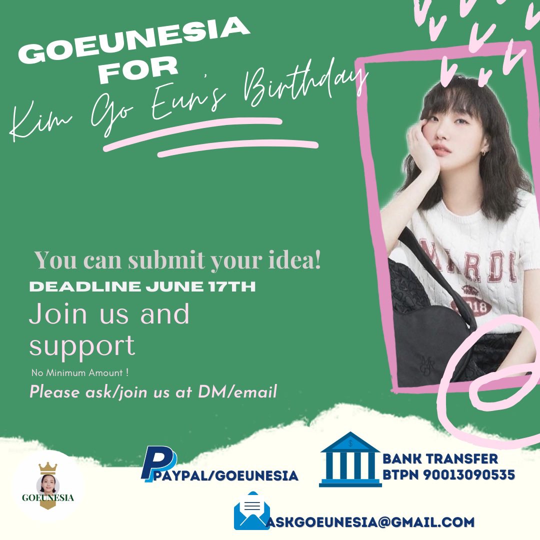 goeunesia's tweet photo. GOEUNESIA’s project for kim go eun’s birthday, yuk bagi teman-teman yg mau gabung, bisa DM instagram kami 💙

#KimGoEun #김고은 #KoreanActress #BHentertainment #ggonekim 
#고은의_생일을_축하합니다
#HaveAGgoneTime https://t.co/qINGQjGXKS