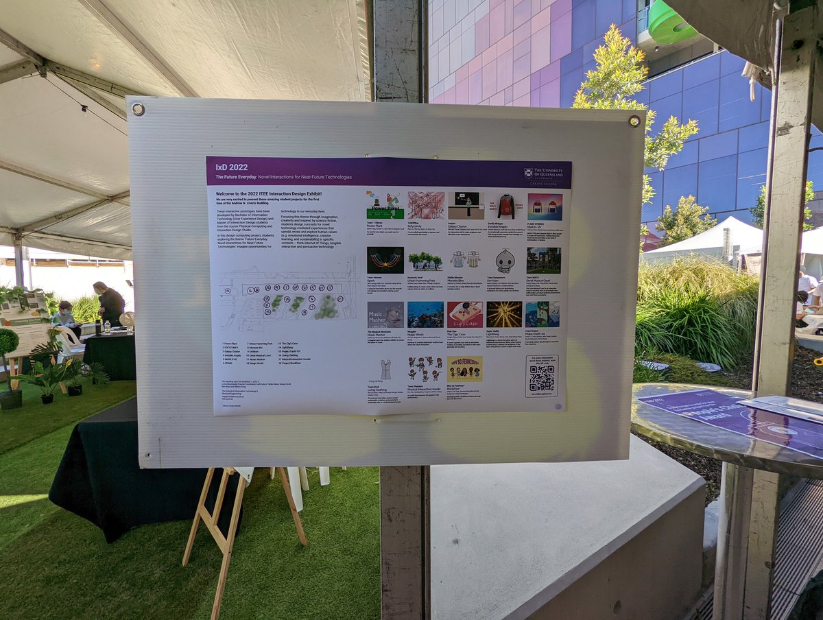 UQSchoolEECS's tweet photo. Our 2022 UQ Interaction Design Exhibit is now underway!

Sun's out 🌞 and our student project prototypes are also out on display at the forecourt of the @UQ_News Liveris Building today. 

Come by and say hello and check out the work of #UQITEE's future #UX practitioners 🧑🏻‍💻🧑🏼‍💻 ✨ https://t.co/ZPHQuIck8q