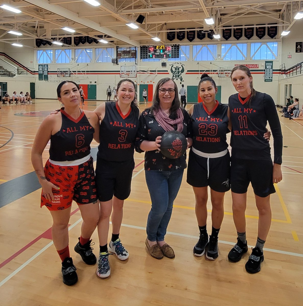 Got my basketball! All My Relations Basketball sold them as a fundraiser to get to a major championship.

Now I get a treat: watching a game in Brittania Scondary. We wouldn't be here today if #vsb39 parent advocacy hadn't saved it from closure in 2016/17 when I was DPAC chair.