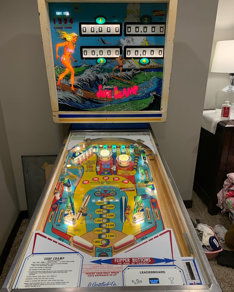 ThePinScientist's tweet image. My latest restoration job is complete! Surf Champ (Gottlieb, 1976). 🏄‍♂️ 

Did you notice the EM Score Keeper mod? 🏆 

TheEMScoreKeeper.com 

#Pinball
#PinballMod
#PinballMods
#PinballRepair
#PinballRestorations
#PinballCollector
#Electromechanical
#ElectromechanicalPinball