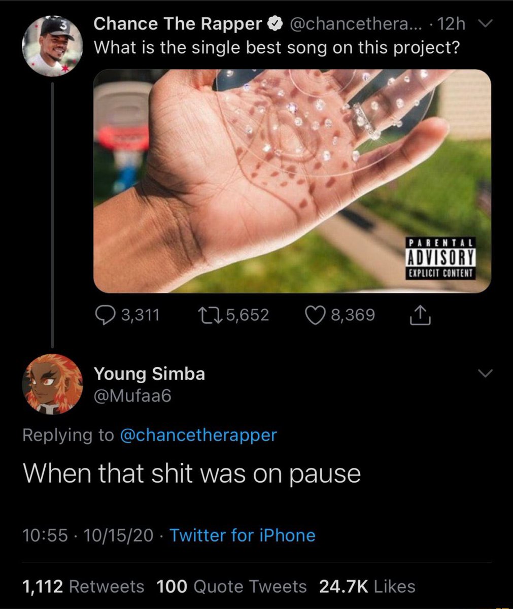 m0e_almighty1's tweet photo. Was a dark day for chance the rapper https://t.co/mrQRwsQwgp