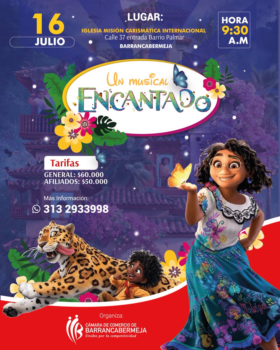 ccbarrancabja's tweet photo. 🎀¡Estamos preparando un show mágico para toda la familia! ✨💐🦋🌸🤩

Celebra junto con los más chiquis de la casa, una mañana cargada de diversión, bailes, alegría y encanto con la familia Madrigal 🌷🦋

🎊🎉¡Vive en vivo una experiencia inolvidable, te esperamos! 🥳📣🎶 https://t.co/6hiJvbpTEq