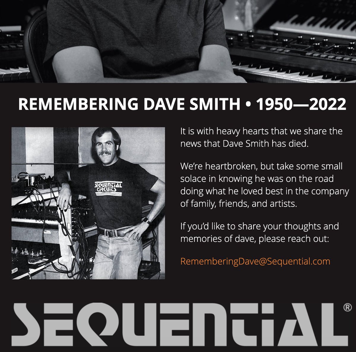 Dave Smith, father of MIDI, the Prophet 5, the Wavestation, the first soft synth, the DSI Evolver and so many more things has died. sequential.com
