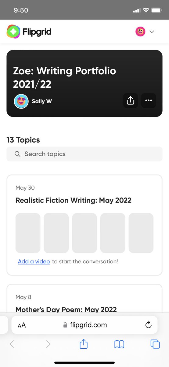 WattersSally's tweet photo. Digital writing portfolios using Flipgrid allow students, parents, teachers and our wider community to share and celebrate our G1 authors. @megngatai #writing #igbis https://t.co/rWBbIjcqDk