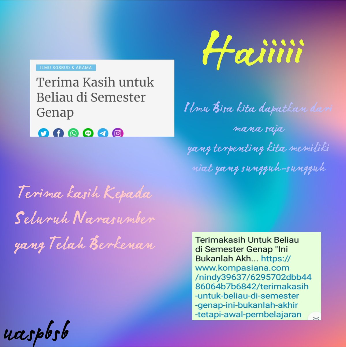 ninddy23dr's tweet photo. Haiiii....
Artikel kali ini membahas mengenai pembelajaran selama semester ini.
Yuk kunjungi link di bawah ini
https://t.co/RcpWO7wl5u
.
.
.
@edhenkbaru 
@silviaanl 
@diyahisthiayu 
@Tacetace1 
@Miftakhulrokh18 
@Renitadiyana 
.
.
#uaspbsb2022 https://t.co/oEFjVxfGrg