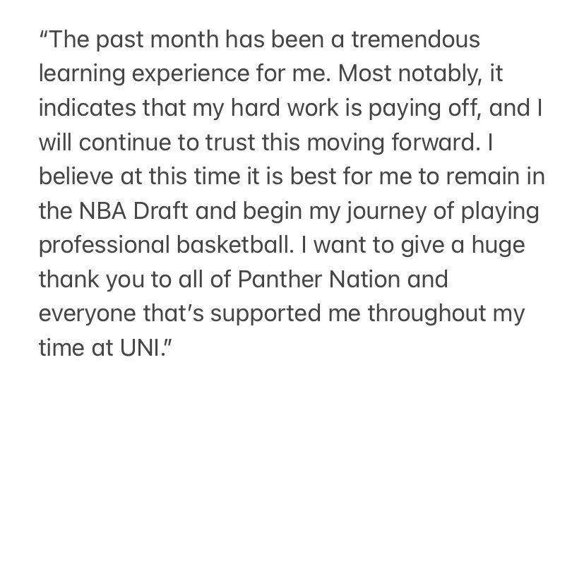realColeBair's tweet photo. .@UNImbb standout AJ Green tells me he’s staying in the #NBADraft and sent the following statement ⤵️

Story soon .@CRGazetteSports that will include an update tomorrow after a longer conversation with AJ in the morning. https://t.co/MihxJCJPEe