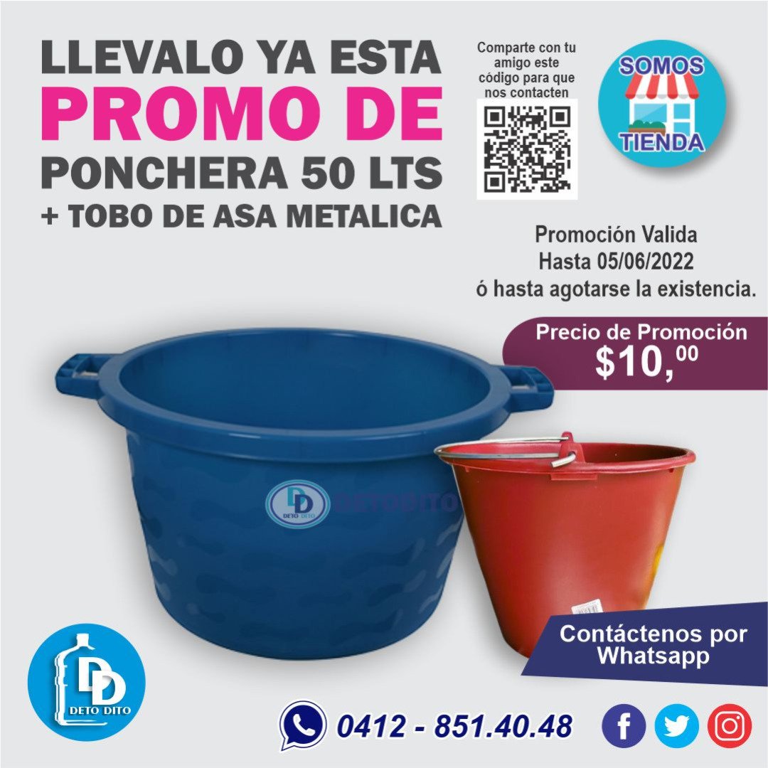 InversionesDet2's tweet photo. Llévalo yá esta promo de Ponchera de 50 litros+ tobo con asa metálica 🥰😎 Contáctenos📱#poncheras #ponchera #tobos #tobo #tobosplasticos #electrodomesticos #electronicos #todoparaelhogar #todoplastico #plastico #envasesplasticos #envases #hogar #casa #oficina #empresas #negocios https://t.co/BrZsmVLSpP