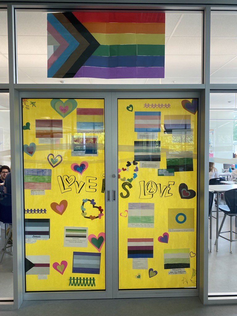 As part of Pride Week you’ll notice many doors around the school, including Mme Owen’s, being decorated as part of an ongoing contest. Looking forward to seeing the results on Friday!