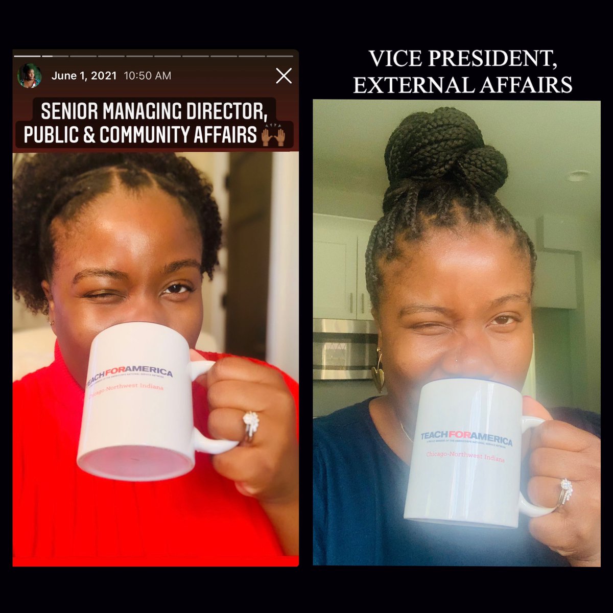 chattybell's tweet photo. I have been promoted to Vice President, External Affairs at @TFA_ChicagoNWI! I am thrilled to lead an incredible team and to do work that fills my cup. https://t.co/cLGJ87fCNJ