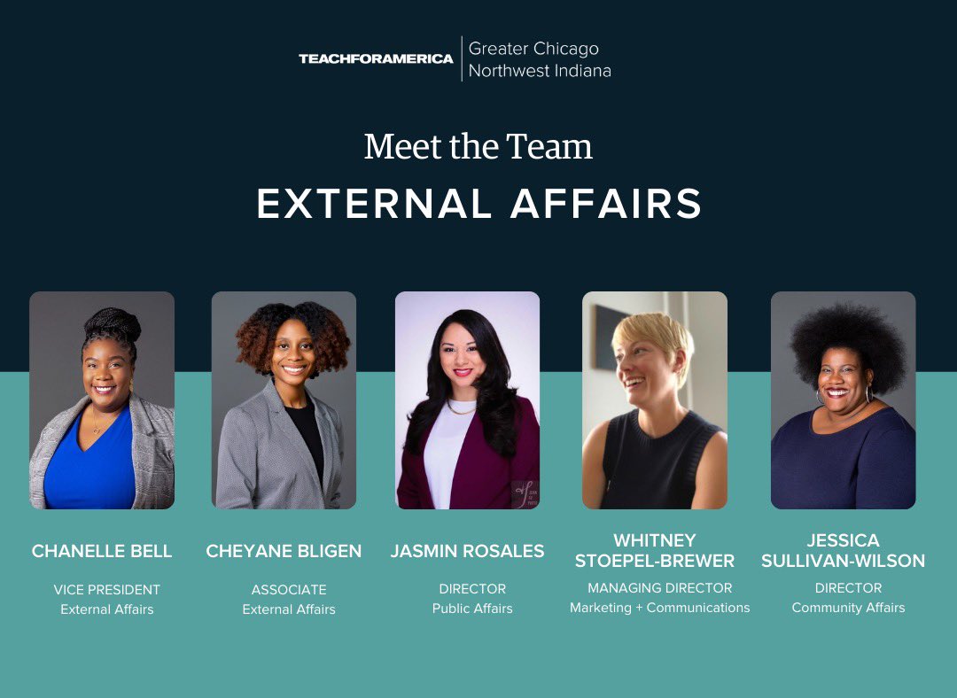 chattybell's tweet photo. I have been promoted to Vice President, External Affairs at @TFA_ChicagoNWI! I am thrilled to lead an incredible team and to do work that fills my cup. https://t.co/cLGJ87fCNJ