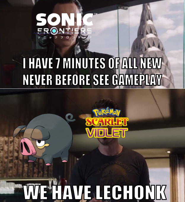TheNCSmaster's tweet photo. Really setting in that Sonic Frontiers big reveal got less positive reception than a pig https://t.co/gqCLnrvFrt