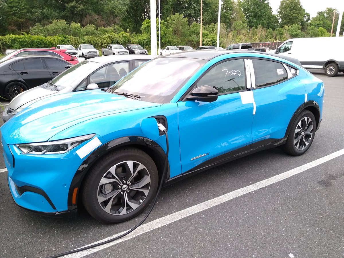 My thanks to <a href="/Ford/">Ford Motor Company</a> , <a href="/jimfarley98/">Jim Farley</a> , @mrlevine and <a href="/Porter_FordDE/">Porter Ford</a>
 my Blue Meanie has arrived at the dealer and should be ready for me tomorrow! Looking forward to some long quiet rides past the gas stations!