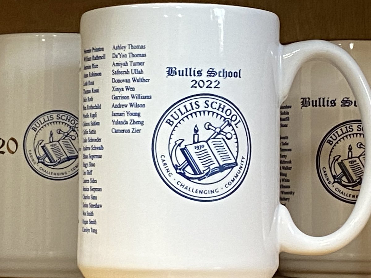 BullisUS's tweet photo. Senior Supper has ended and the class of 22 mug joins the others in my office. #tradition #community #BullisStrong @BullisSchool @BullisAlumni https://t.co/ea0ipSQQxa
