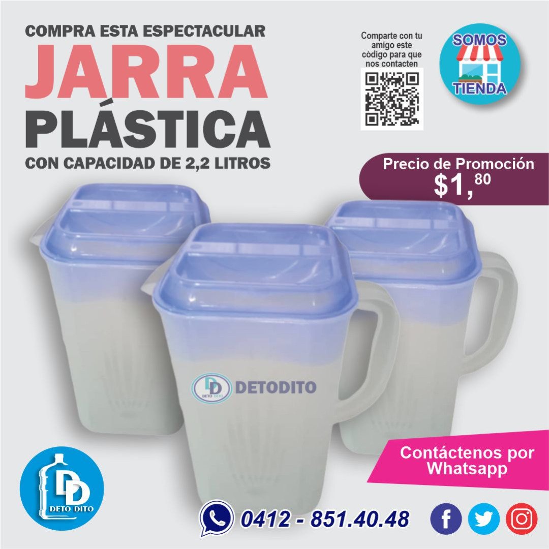 InversionesDet2's tweet photo. Compra está espectacular Jarra plástica con capacidad de 2,2 litros 🥰😎👏Contáctenos📱#jarra #jarras #jarraplastica #jarra2litros #jarrasplasticas #electrodomesticos #electronicos #todoparaelhogar #todoplastico #plastico #envasesplasticos #envases #hogar #casa #oficina #empresas https://t.co/hrPZYppcze
