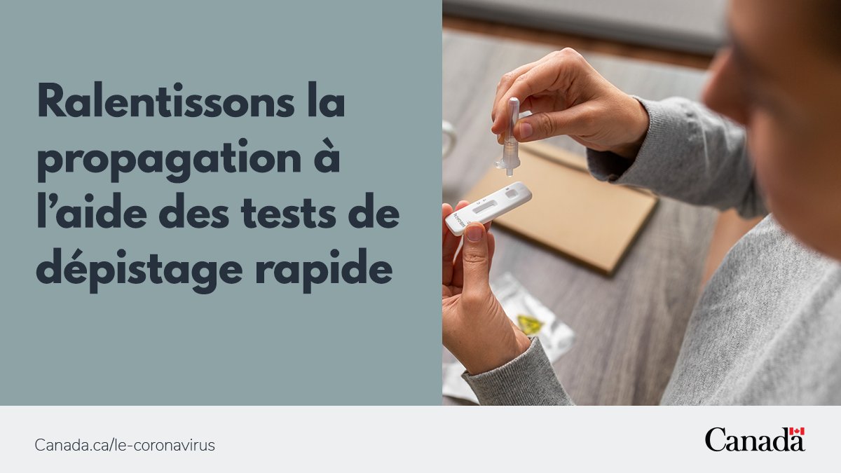 GouvCanSante's tweet photo. Apprendre à vivre avec la #Covid19 est important. Les #TestsRapides sont un moyen sûr, simple et efficace de vous protéger, vous, votre famille et votre communauté. Pour trouver des tests de dépistage rapides près de chez vous, visitez : https://t.co/tUo5rEIl9Y https://t.co/C3iiyOi8Sn