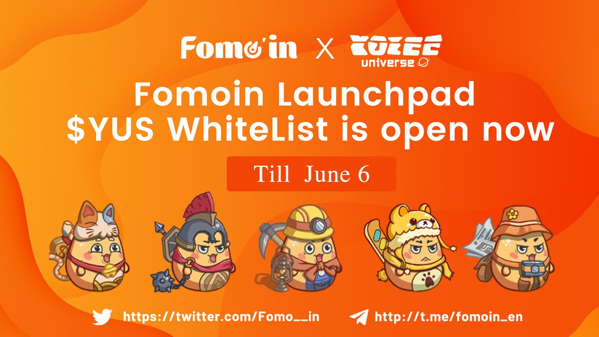 Fomo__in's tweet photo. ☀️#Fomoin 7th #LaunchPad for @YoleeUniverse
 WhiteList is open now🍻

💰Price: $0.01/YUS
🏆WL: 200 BUSD Min for each
⏰WL Till: 23:00, 6th June UTC+8

🌈Steps:
✅RT+💕+tag frd
👏Click to win #whitelist now🔽 (pls use PC)
https://t.co/KUEdd8rfP8

#IDO #GameFi #BSCGems #CryptoNews https://t.co/tLdNBZhXSy
