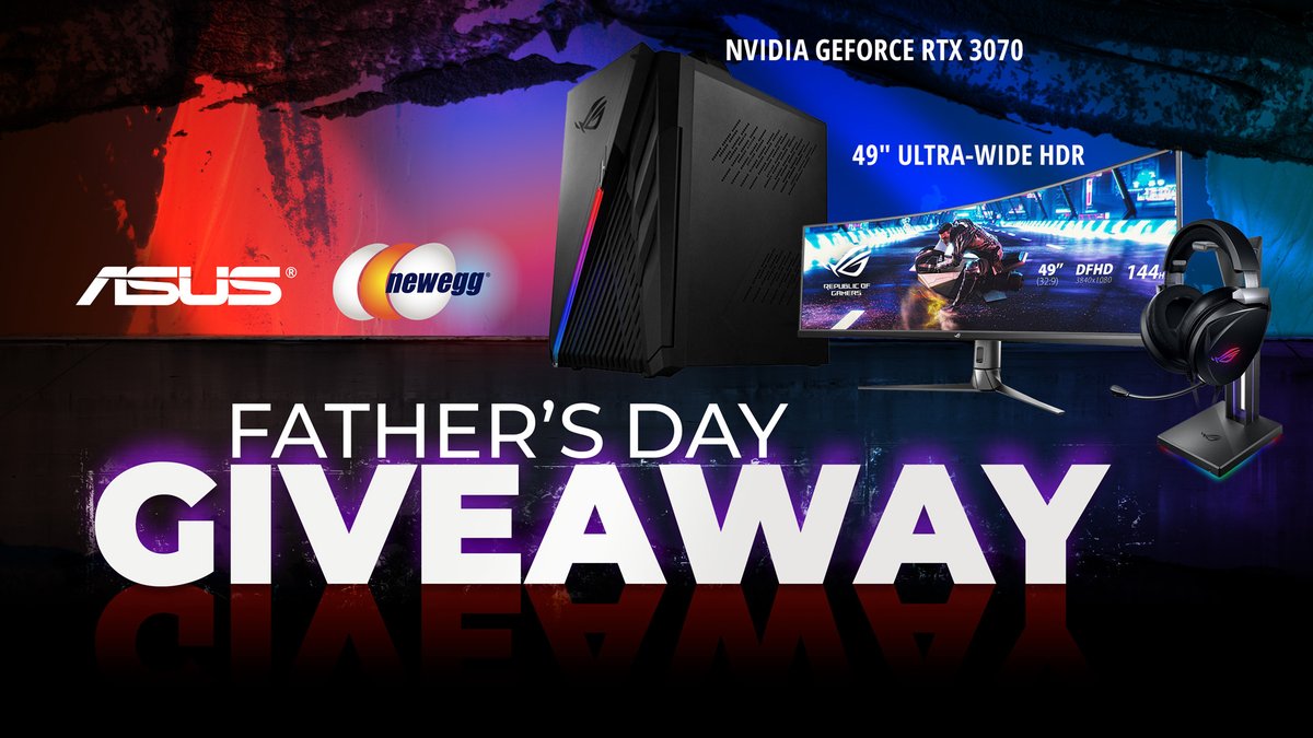Newegg Canada (@neweggcan) on Twitter photo 🚨 #giveaway🚨 We teamed up with <a href="/ASUS_ROGNA/">ROG North America</a> to show our hard working father figures some appreciation. It's your chance to win this #RTX3070 gaming desktop, 49" monitor and a new headset 😜
HOW TO ENTER:
1️⃣ RETWEET us
2️⃣ FOLLOW us
3️⃣ Visit this link: newegg.io/asusdad 🚨 #giveaway🚨 We teamed up with <a href="/ASUS_ROGNA/">ROG North America</a> to show our hard working father figures some appreciation. It's your chance to win this #RTX3070 gaming desktop, 49" monitor and a new headset 😜
HOW TO ENTER:
1️⃣ RETWEET us
2️⃣ FOLLOW us
3️⃣ Visit this link: newegg.io/asusdad