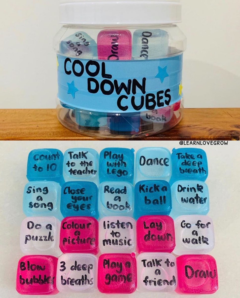 "I created a container of ‘cool down cubes’ as a strategy to help manage emotions and feelings," says T Ms. C.

Ss choose a cube and try an SEL activity – or choose a blank and create their own calming routine!

(Via T <a href="/learnlovegrow/">megb</a> on Instagram)

instagram.com/p/BzuyckjAOND/ #SEL