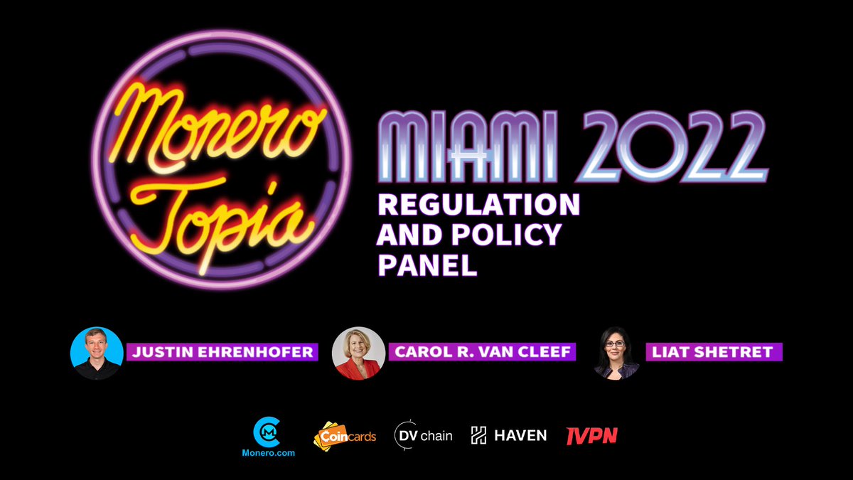 monerotopia's tweet photo. Next #Monerotopia22 video up: Join us TMRW (6.2.22) at 11AM-EDT/5PM-CET for the video premiere of Regulation & Policy Panel: @JEhrenhofer @LiatShetret & Carol R. Van Cleef! 🚨Subscribe: https://t.co/9n4s62bjlq
Thank 🙏🏽 u: @CakeWallet @MoneroCom
@CoinCards @ivpnnet & @DV_Chain https://t.co/V8tpzdAruw
