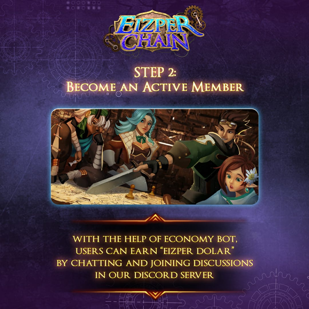 EizperChain's tweet image. Here is how you can start earn rewards by becoming the members of our community!

#EizperChain #EarnWithEizper #PlayEizperChain #ActionGame #DiscordCommunity #Gaming #RPG