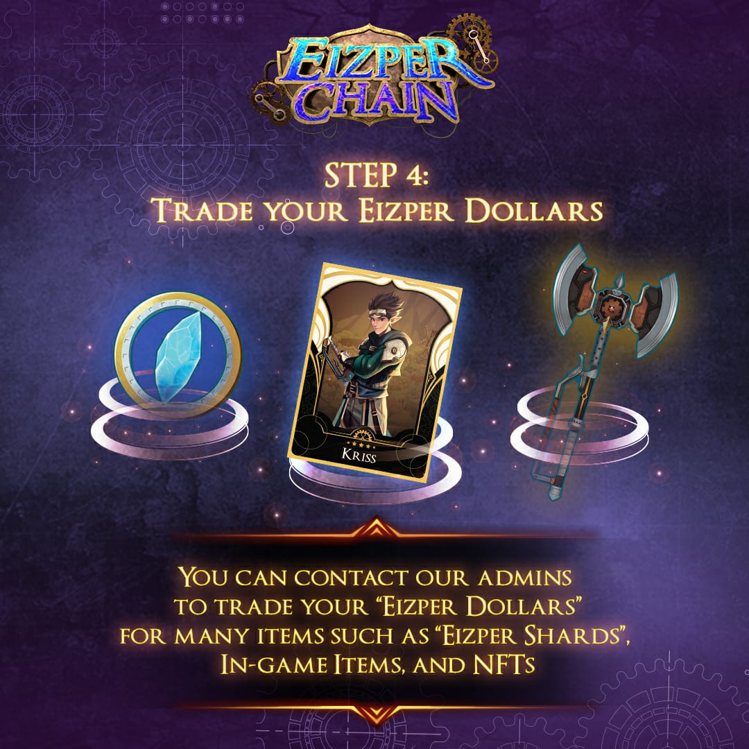 EizperChain's tweet image. Here is how you can start earn rewards by becoming the members of our community!

#EizperChain #EarnWithEizper #PlayEizperChain #ActionGame #DiscordCommunity #Gaming #RPG