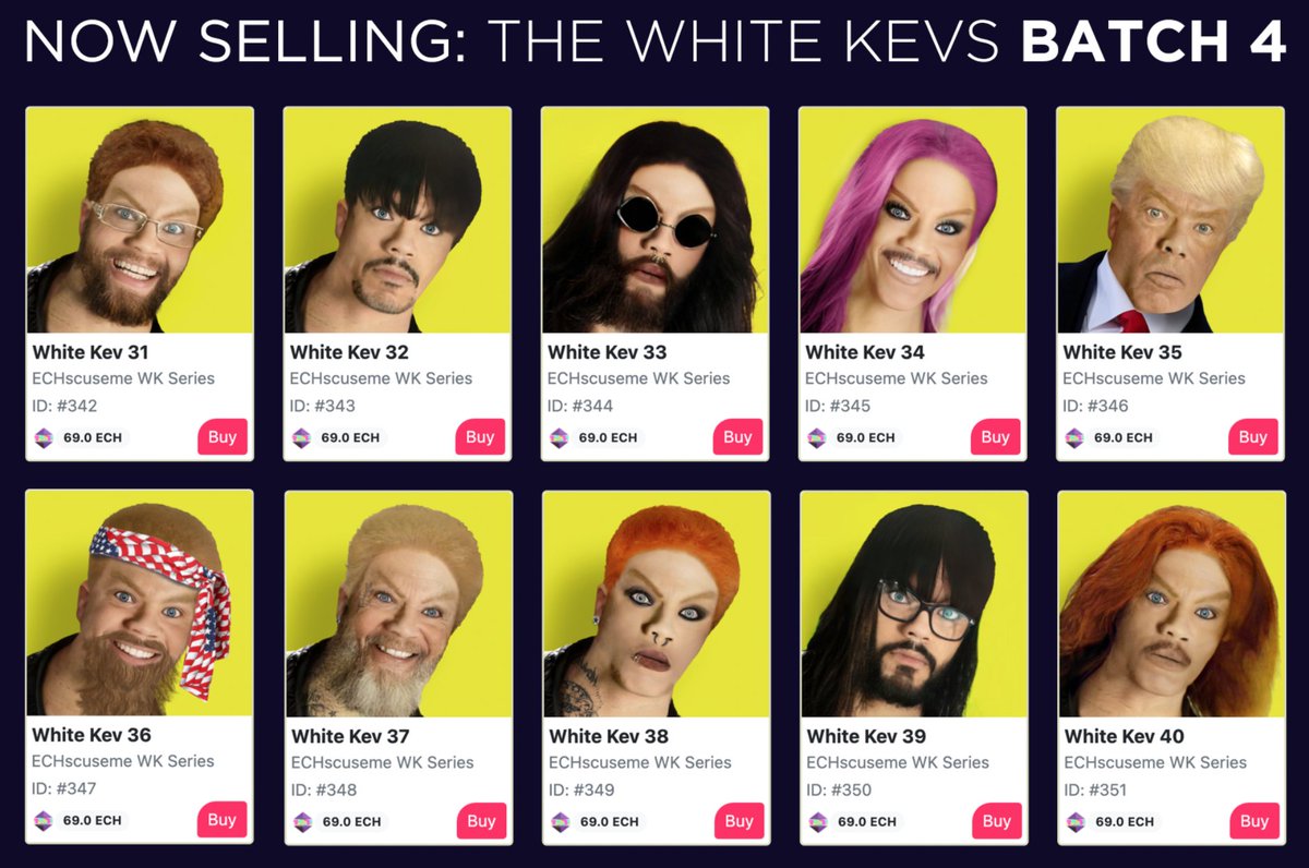 thewhitekevs's tweet photo. 🔥🔥 4th batch of White Kevs just dropped! Get them for 69 ECH at https://t.co/yJPULeyKH0

#echelon #thewhitekevs #kevinhart #blackmidget #nfts #nft #collectibles #echinox #nftcollections #echelonfdn https://t.co/buv2Cpkxpl