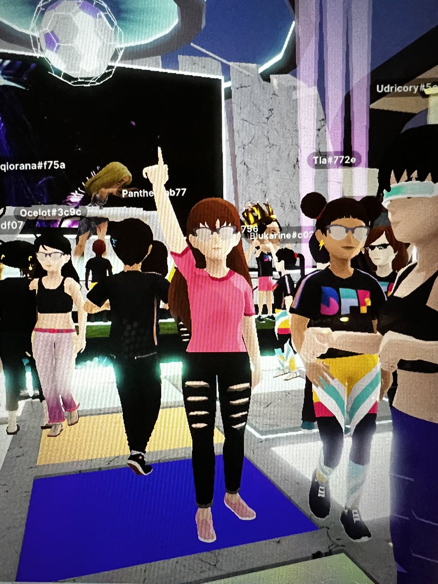 Our first party in the #Metaverse!! So excited to be able to share this with my daughter 😆 <a href="/MyBFF/">BFF 🌈</a> perks party in <a href="/decentraland/">Decentraland</a> ! She has her own avatar and is rocking her BFF shirt ! @tekken929