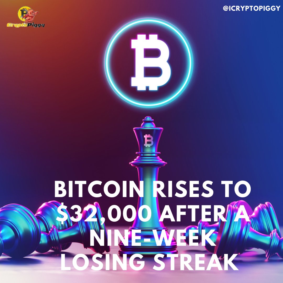 icryptopiggy's tweet photo. Bitcoin bounced back after a nine-week losing streak, outperforming Altcoins.

#cryptopiggyguild #bitcoin #nfts #nft #cryptocurrency #nftinvestor #axieorigin #crypto #nftartwork #nftstories https://t.co/KMTuMRTn2g