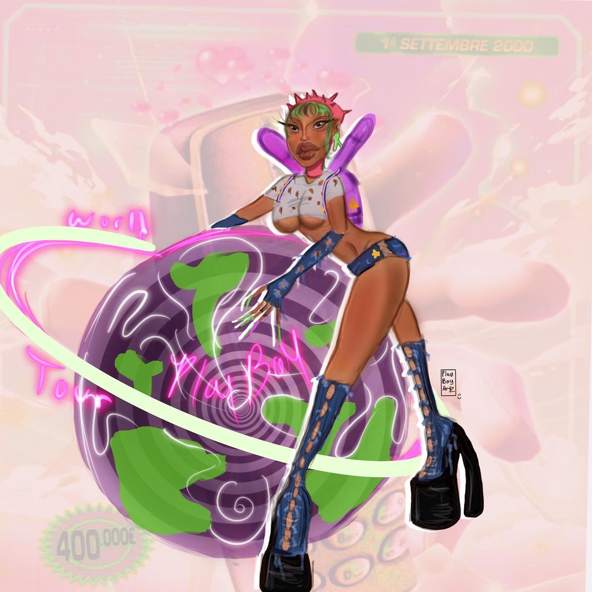 wi5star's tweet photo. World Tour 🌍💚🐷 #WORLD TOUR #BLACKARTIST #artistsontwitter #art #Procreate #Y2K #Trending #TRENDZ https://t.co/jzebkULeSi