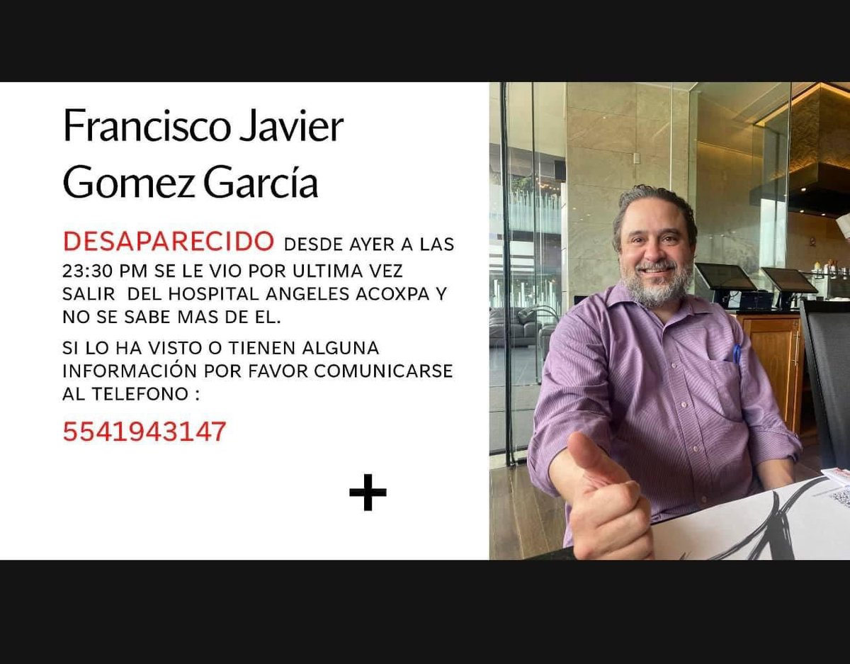 cavecane's tweet photo. Medico desaparecido ayer saliendo de trabajar, favor de dar RT https://t.co/CSAWo1aIES
