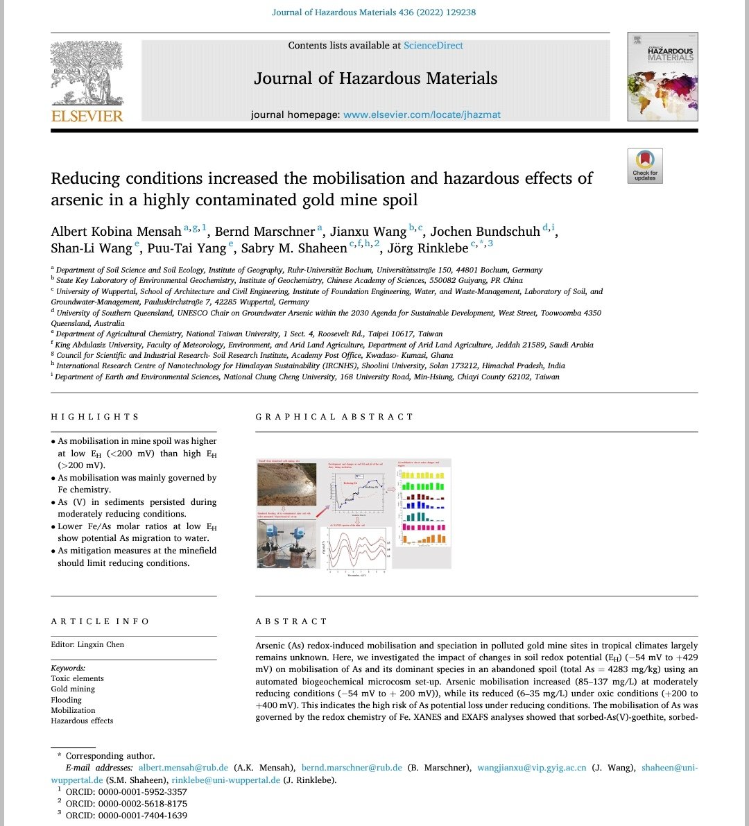 MensahKe's tweet photo. Dear all, I share with you free of charge copies of my paper published in the Journal of Hazardous Materials! https://t.co/5UgxJdgjSO