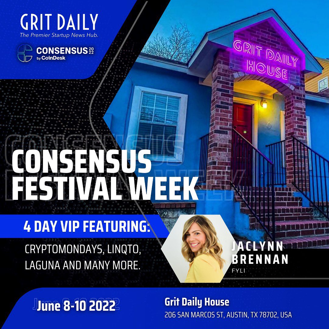 <a href="/CoinDesk/">CoinDesk</a> is having their annual Consensus Festival Week starting June 8-12th! Discuss the tech and finance industries from business experts themselves.

Don’t miss Co-Founder and CEO of  Fylí Jaclynn Brennan on stage as she shares her expertise in creative design and strategy!