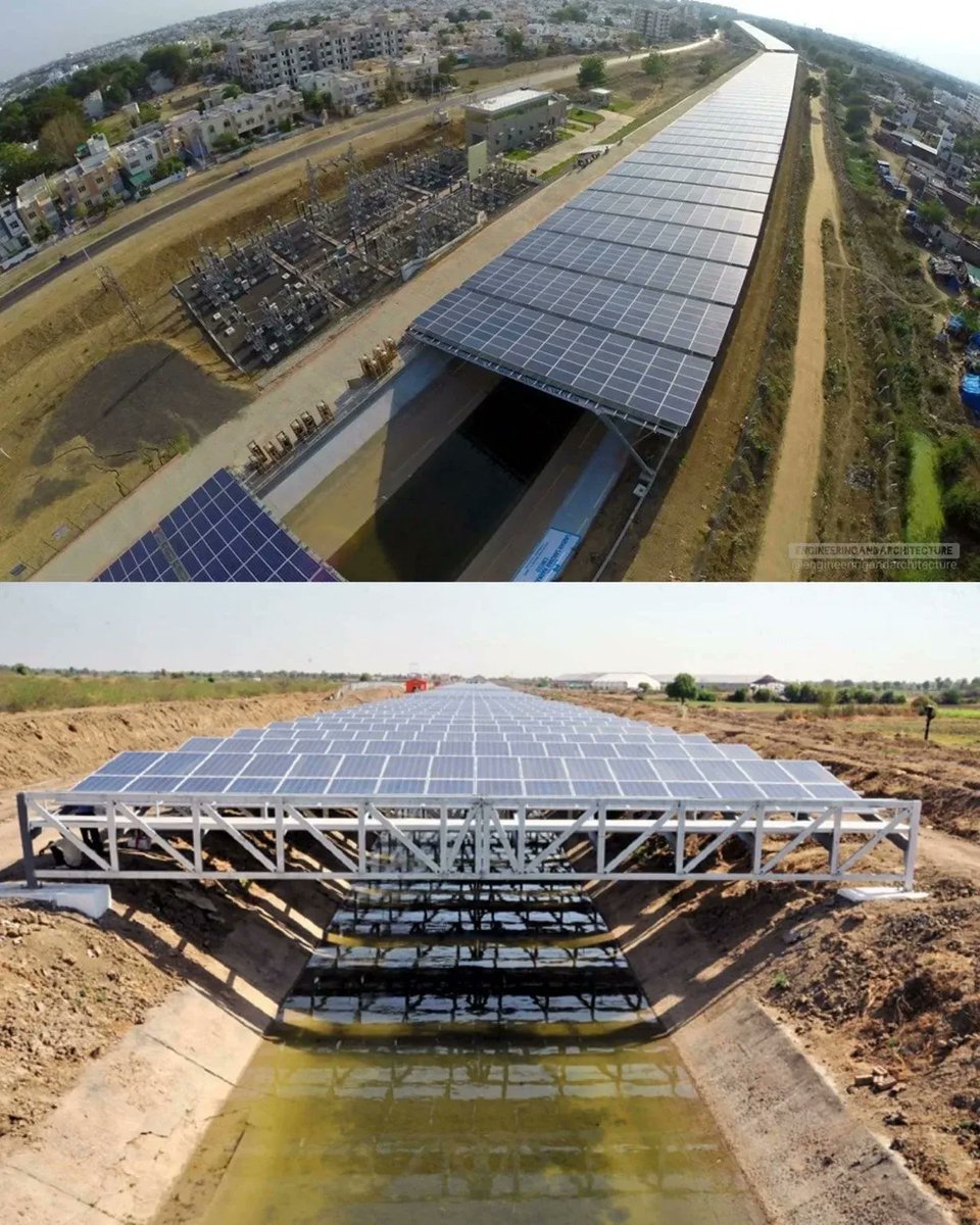 WOW!
Solar canals in India 🇮🇳!
Solar panels being integrated into canals in Gujarat. It helps with evaporative losses, doesn’t use extra land and keeps solar panels cooler.
Huge step forward for solar industry!

buff.ly/32yrc3p…