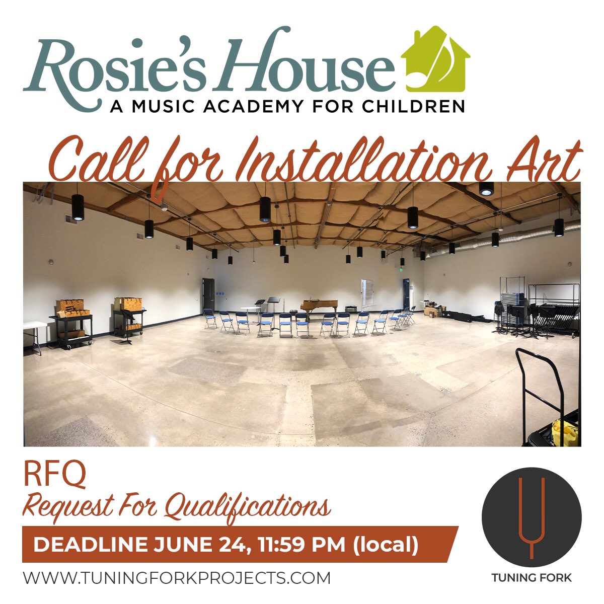 tuning_fork's tweet image. #CallForArt

*Quick Facts!*
Call Close: June 24, 11:59 PM (AZ)
Location: 919 E Jefferson St, Phoenix, AZ
Budget: $10,000

All Arizona artists are welcome to apply. Must be over 18.

For more information, please visit the Tuning Fork website— tuningforkprojects.com

#rosieshouse