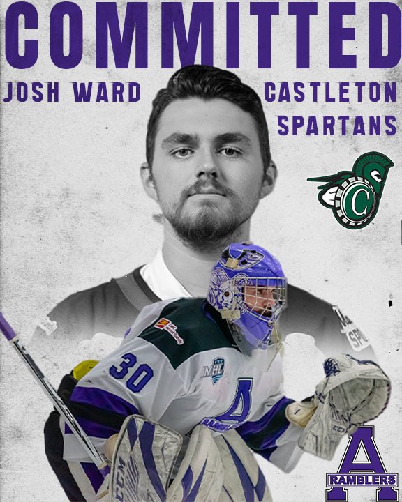 AmherstRamblers's tweet photo. Congratulations to Josh Ward as he has committed to play university hockey next season in Vermont with @CastletonMHky of the NEHC. 
Congrats Wardo!!! #Commit #GoRamsGo @THEMHL https://t.co/HXzjwO12Nc