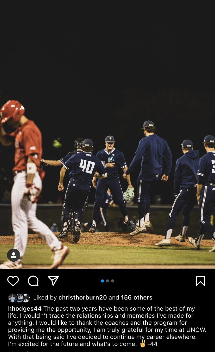 TheSeahawkPerch's tweet photo. UNCW pitcher @HHodges44 just announced he’s planning to transfer, via Instagram. 

Enjoyed watching him take the ball in some big moments. Incredible competitor who has a bright future ahead! Excited to see where he lands. https://t.co/TzdUT9tUmx