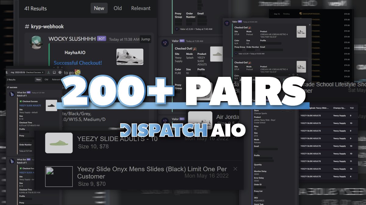 Dispatch AIO members were able to secure 200+ pairs of Yeezy Slides and Jordan 4 Military Black this month. All thanks to our multiple non zip banned addresses for users to ship pairs to. Members saved thousands in fees while making the most out of every release.