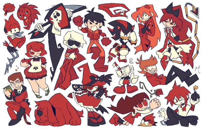 red black and white 