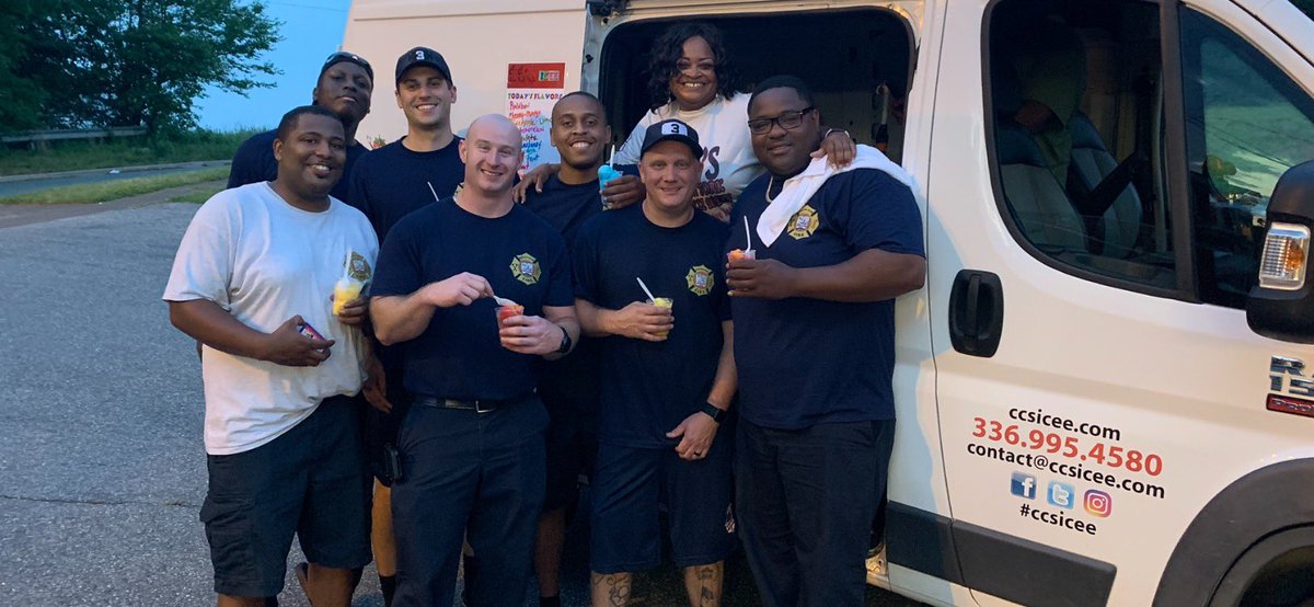 cityofwsfire's tweet photo. Great day for a cool treat! CC’s New York Style Icee stopped by Fire Stations 3 with some sweet treats. Thank you for the sweets and laughs! #AllSmiles #Icees #WSFire .107 https://t.co/WhYsSmBhB8