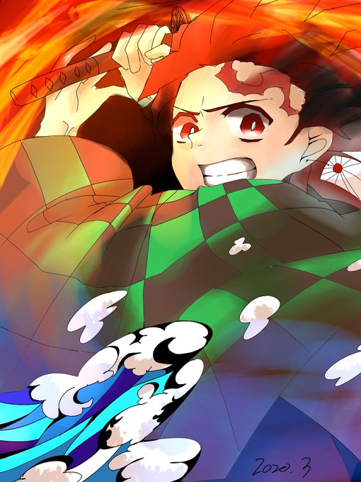 だひさんがTwitterに投稿した竈門炭治郎(鬼滅の刃)のイラスト。