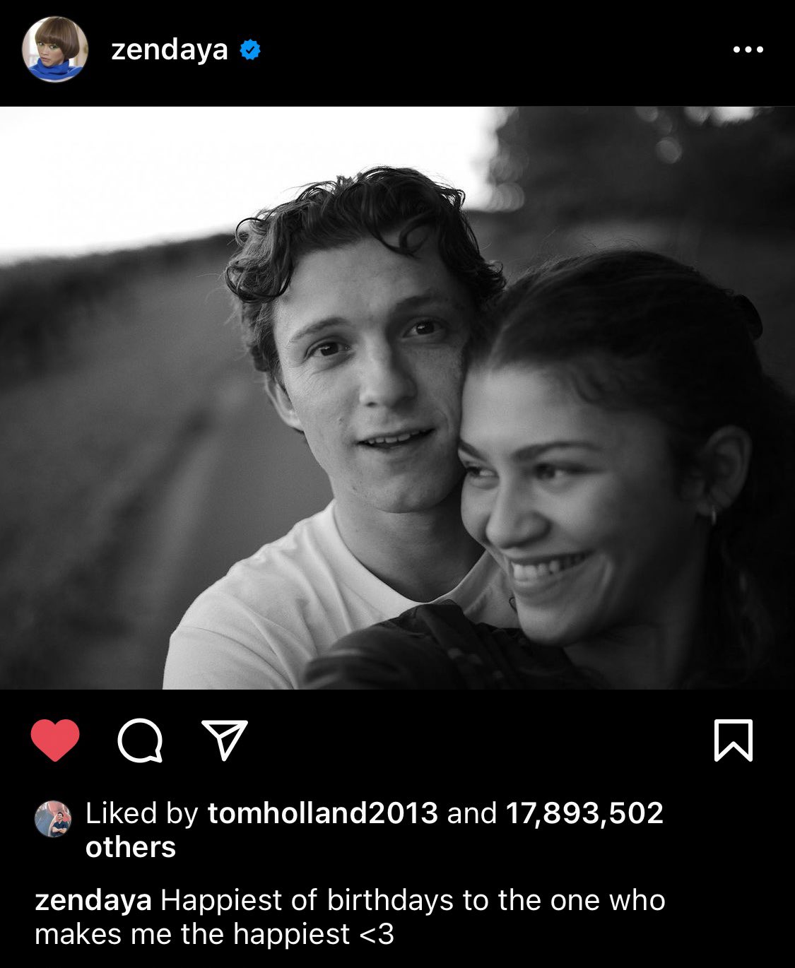 Zendaya Updates on Twitter: "Zendaya’s birthday post for Tom Holland