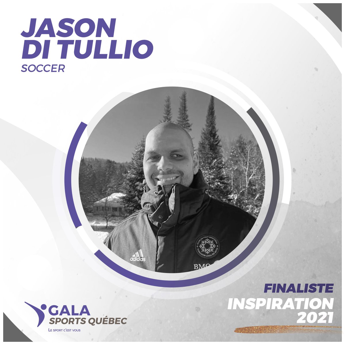 SportsQuebec's tweet photo. [Finalistes du jour - 49e Gala Sports Québec]

Découvrez les 4 finalistes dans la catégorie Inspiration 2021 :
- Gabrielle Boisvert (Nat. artistique)🧜
- Jason Di Tullio (Soccer) ⚽
- Maxence Parrot (Snowboard Freestyle) 🏂
- Christian Renaud (Ski acro.) ⛷

Bonne chance!
#GalaSQ https://t.co/tkVv6E7OeT