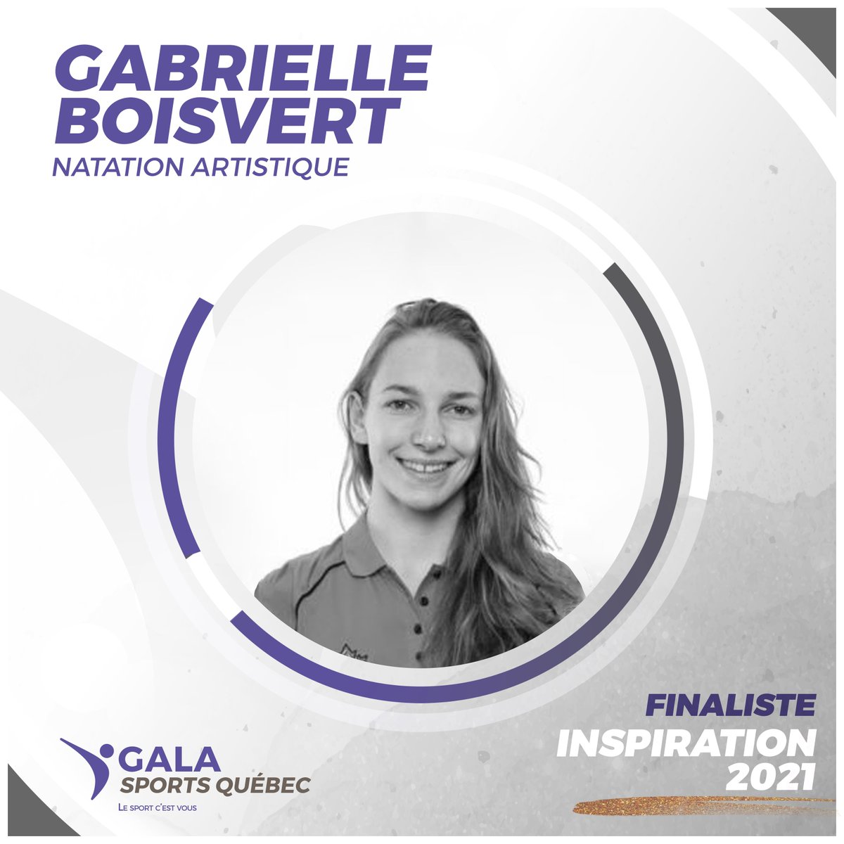 SportsQuebec's tweet photo. [Finalistes du jour - 49e Gala Sports Québec]

Découvrez les 4 finalistes dans la catégorie Inspiration 2021 :
- Gabrielle Boisvert (Nat. artistique)🧜
- Jason Di Tullio (Soccer) ⚽
- Maxence Parrot (Snowboard Freestyle) 🏂
- Christian Renaud (Ski acro.) ⛷

Bonne chance!
#GalaSQ https://t.co/tkVv6E7OeT